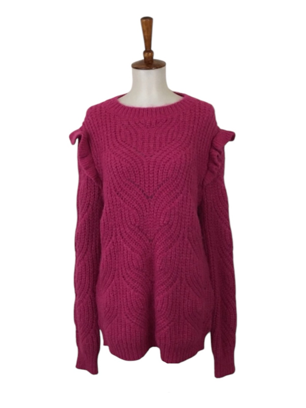 Boden NEW Cable Knit Frill‎ Sweater Pink Crew Neck Junior 15 Casual Cozy Comfy